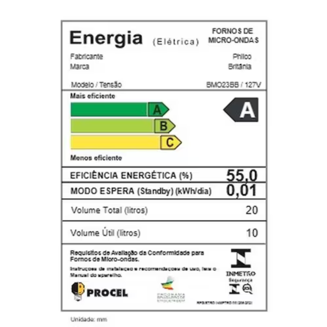 Micro-ondas Britânia BMO23 20L Limpa Fácil 1100W Preto/Branco - 110V - Imagem 13