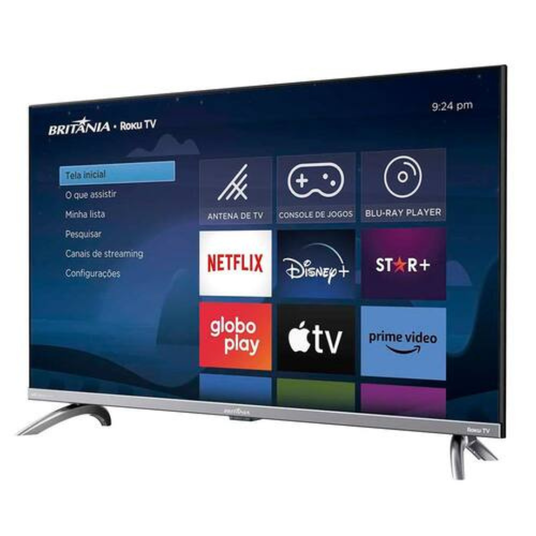 Smart TV Britânia 32 Polegadas HD LED Dolby Áudio Roku TV 3 HDMI 2 USB BTV32G7PR2CSGBLH