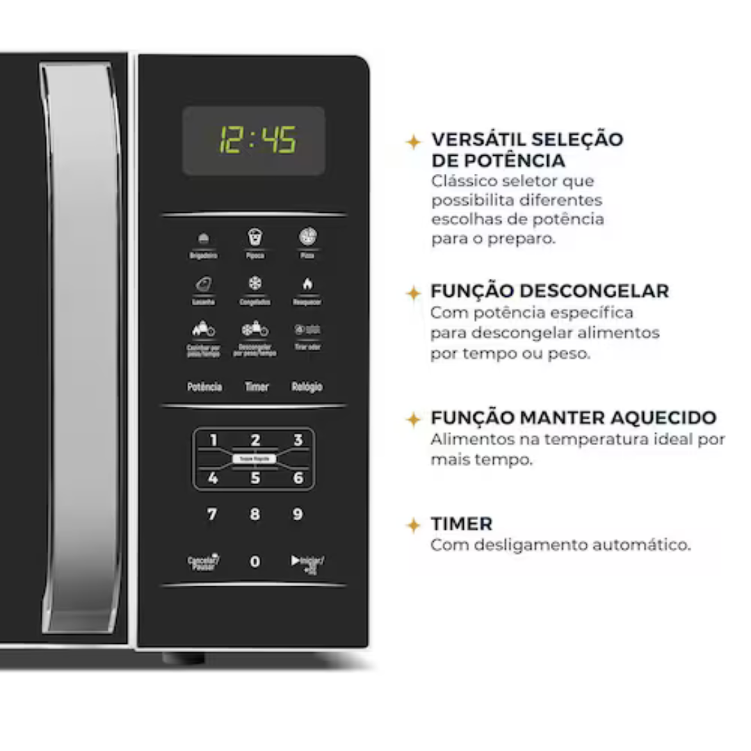 Micro-ondas Britânia BMO23 20L Limpa Fácil 1100W Preto/Branco - 110V - Imagem 6