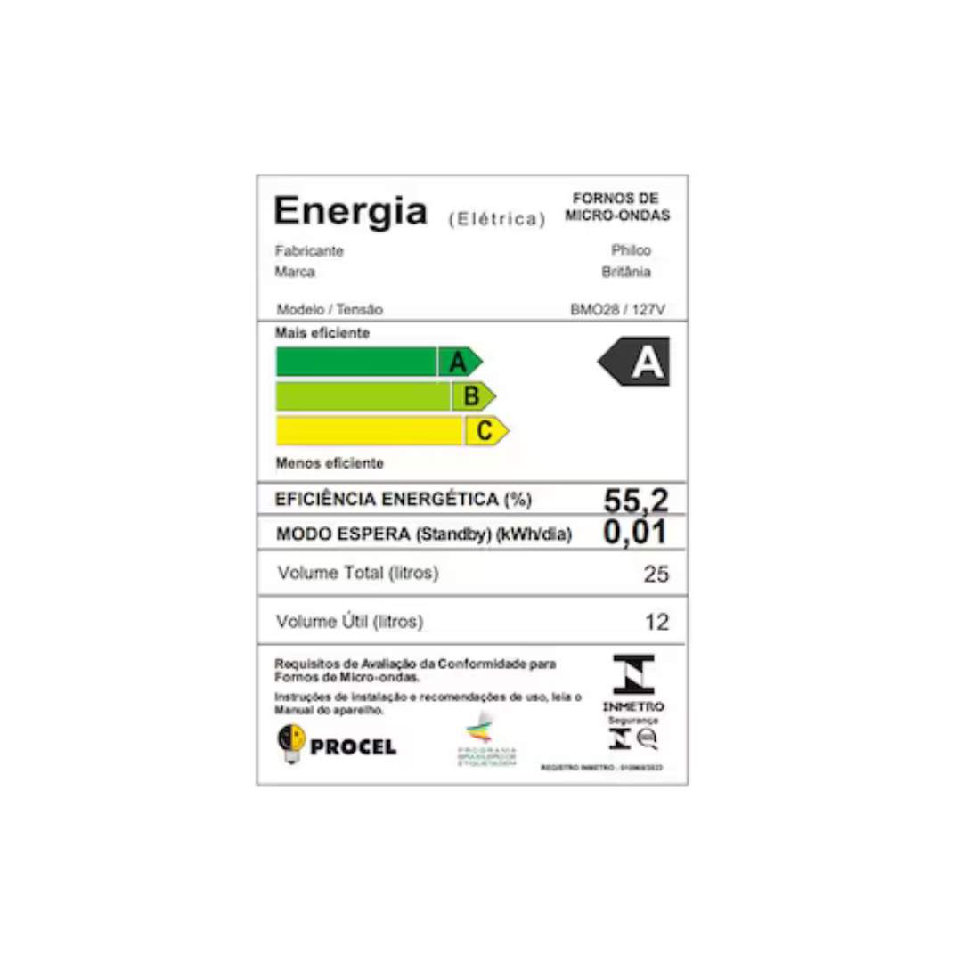 Micro-ondas Britânia BMO28 com Função Timer e Descongelar – 25L - 110V - Imagem 6