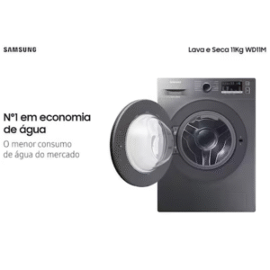 Lava e Seca Samsung WD11M 3 em 1 Inox Look com Lavagem a Seco WD11M4473PX – 11 kg - 110V